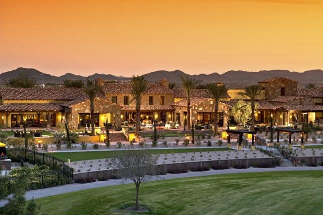 Sunset over the clubhouse in Encanterra, Queen Creek, AZ