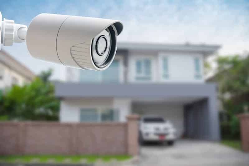 A home security camera in a 55+ community helps to keep older adults safe.