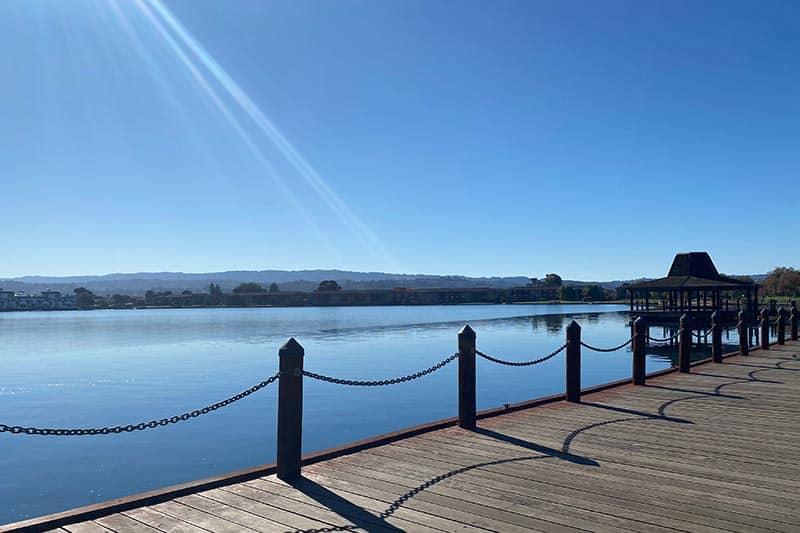 Boardwalk at Leo Ryan Park in Foster City, CA.