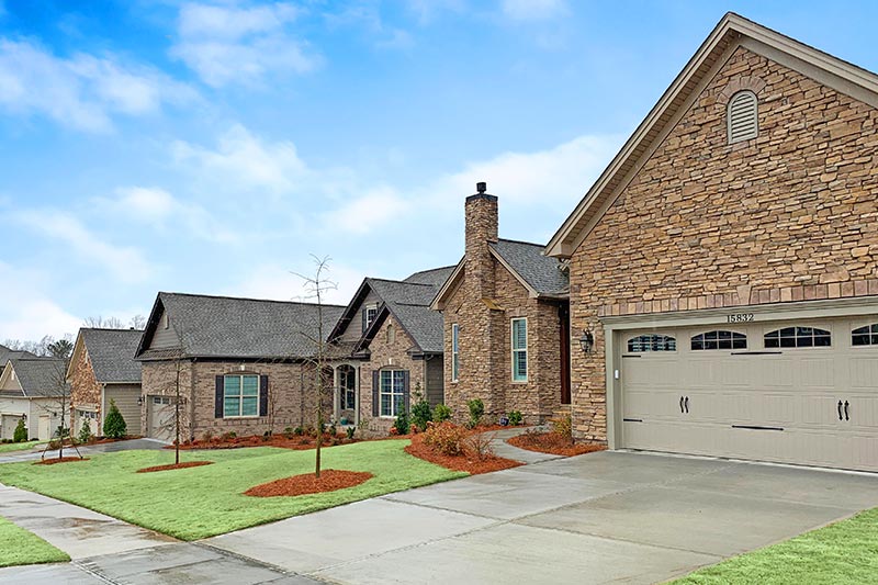 Homes along a residential street in Regency at Palisades, a 55+ community in Charlotte, North Carolina.