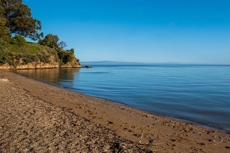 Calm ocean beach near San Rafael, CA.