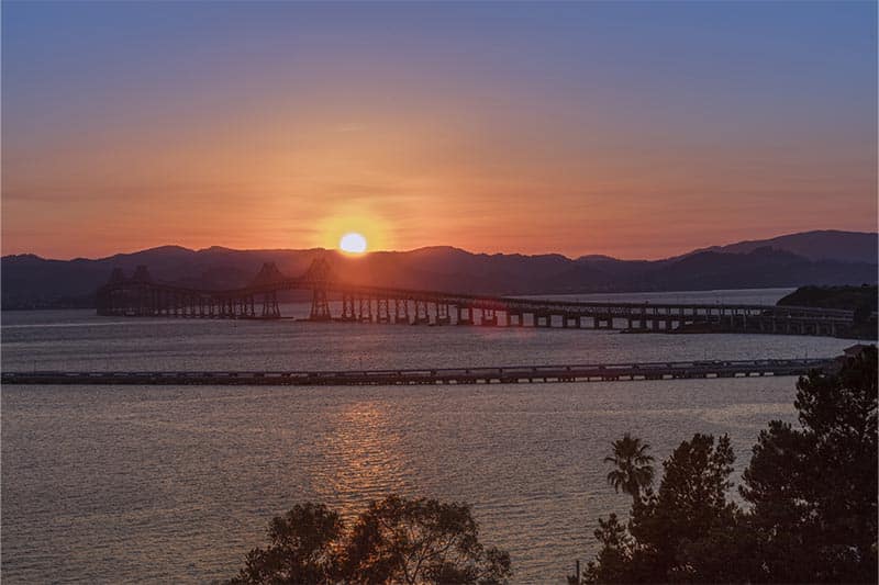 San Rafael Bridge at sunset.