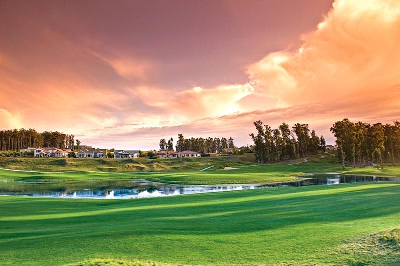 A sunset over the golf course at Trilogy at Monarch Dunes in Nipomo, California.