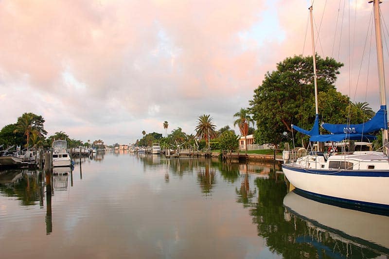 Docked boats on Boca Ciega Bay.