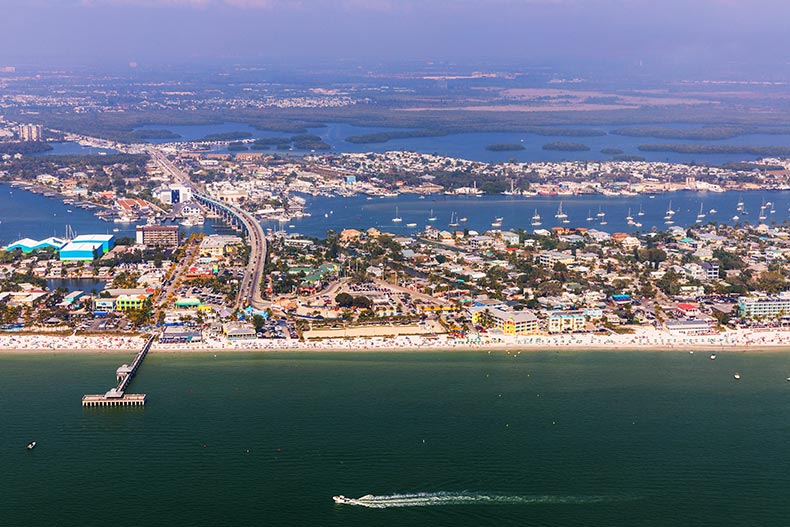 Aerial view of Estero Island in Florida.