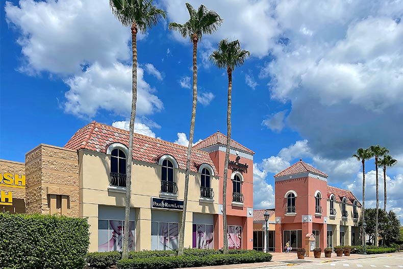 Entrance to Miromar Outlet Mall in Estero, Florida.