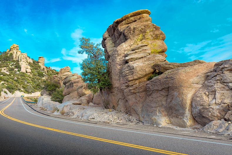 Unusual rock formations along Mount Lemmon Highway in Tucson, Arizona.