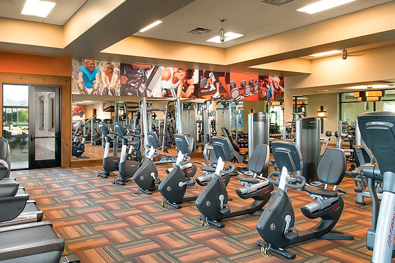 Interior view of the fitness center at SaddleBrooke Ranch in Oracle, Arizona.