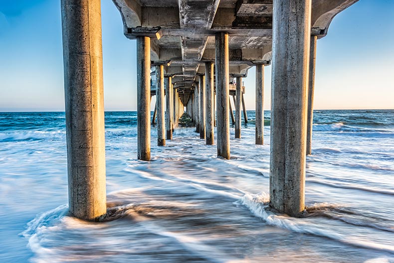 A view under the iconic Naples Pier in Florida.