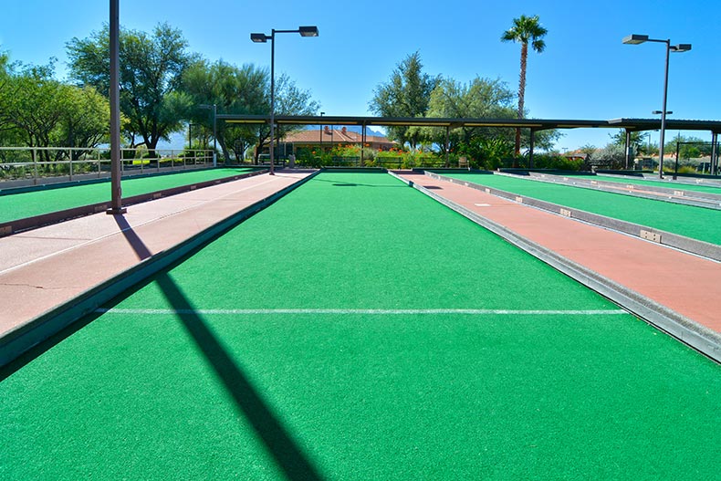 The bocce ball courts at Sun City Oro Valley in Oro Valley, Arizona.