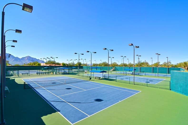 The tennis courts at Sun City Oro Valley in Oro Valley, Arizona.