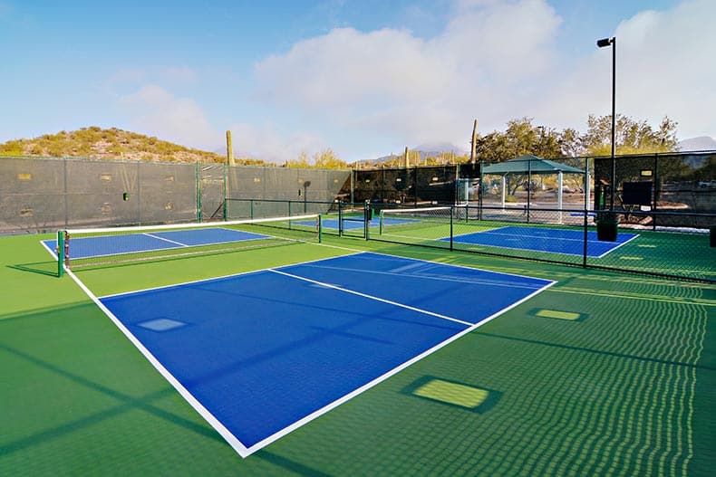 The pickleball courts at The Highlands at Dove Mountain in Marana, Arizona.