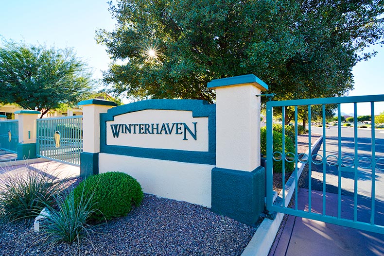 The gated entrance to Winterhaven in Sierra Vista, Arizona.