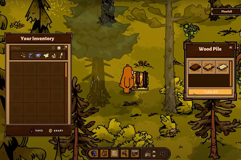 A gameplay screenshot of the video game Bear and Breakfast.