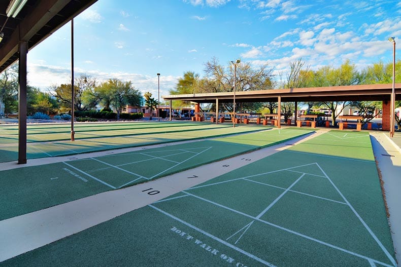 Shuffleboard courts at Casa Paloma in Green Valley, Arizona.