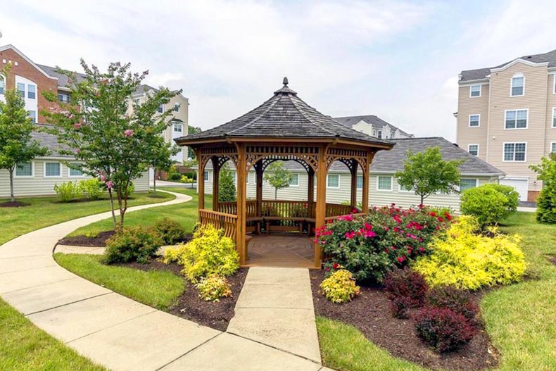 A gazebo on the grounds of Cedar Ridge at Piney Orchard in Odenton, Maryland.