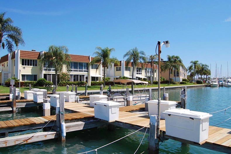 The docks at Colonnades at Fort Pierce in Fort Pierce, Florida.