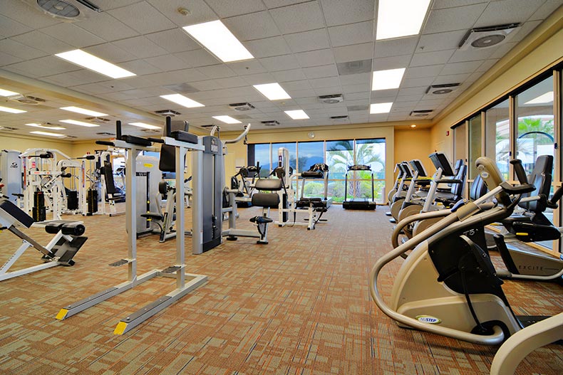 Interior view of the fitness center at Las Campanas in Green Valley, Arizona.