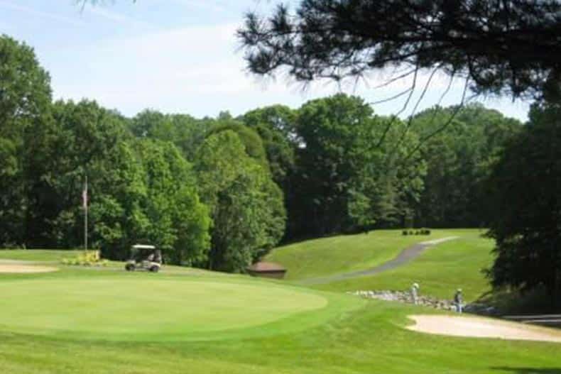 The golf course at Heritage Harbour in Annapolis, Maryland on a sunny day.