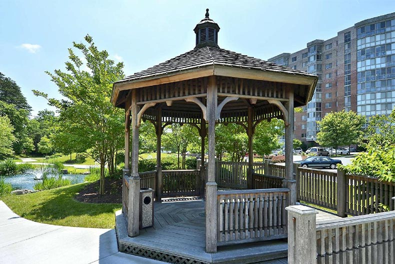 A gazebo on the grounds of Leisure World of Maryland in Silver Spring, Maryland.