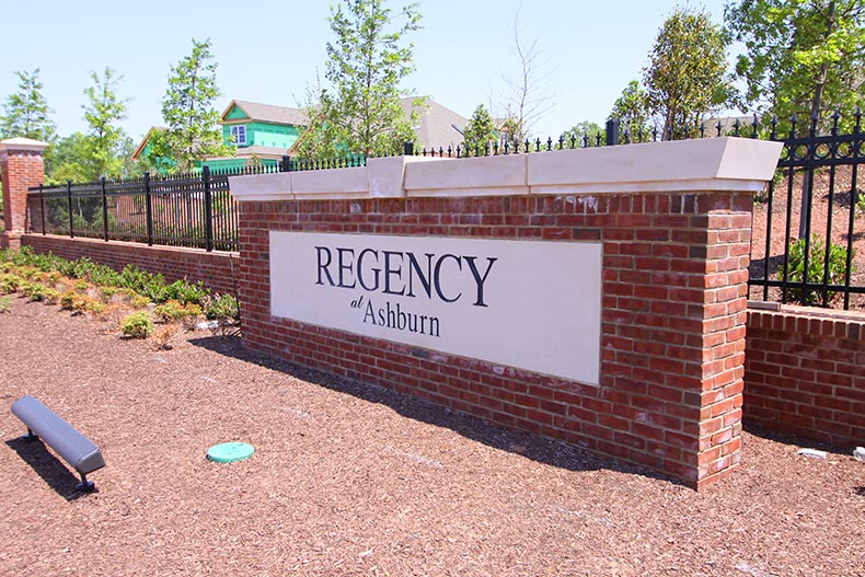 The community sign for Regency at Ashburn in Ashburn, Virginia.