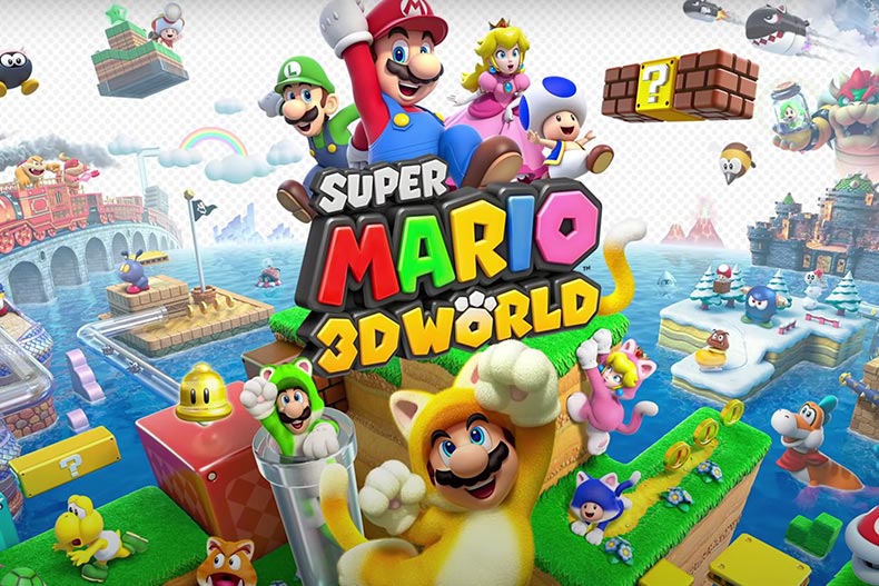 The promotional artwork for Super Mario 3D World on the Nintendo Switch.