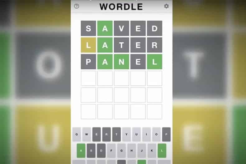 Screenshot of the app game Wordle.