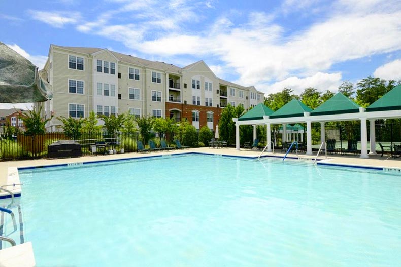 The outdoor pool at Cedar Ridge at Piney Orchard in Odenton, Maryland.