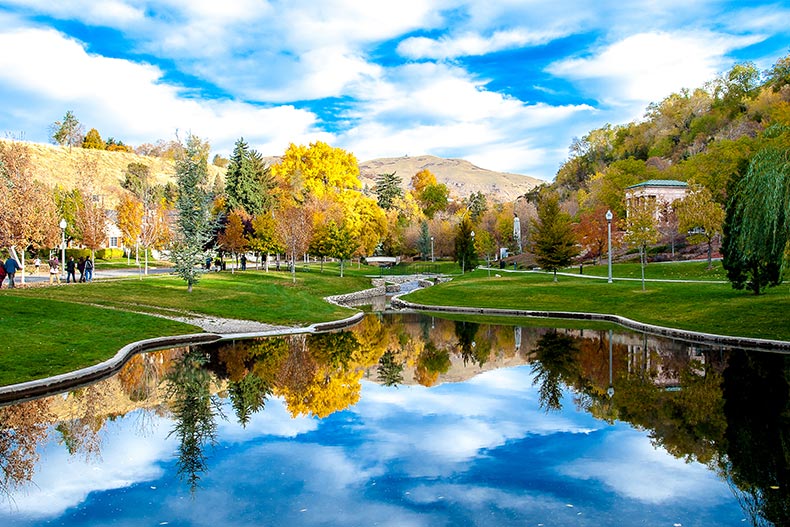 A sunny day at Memory Grove Gardens in Salt Lake City, Utah.