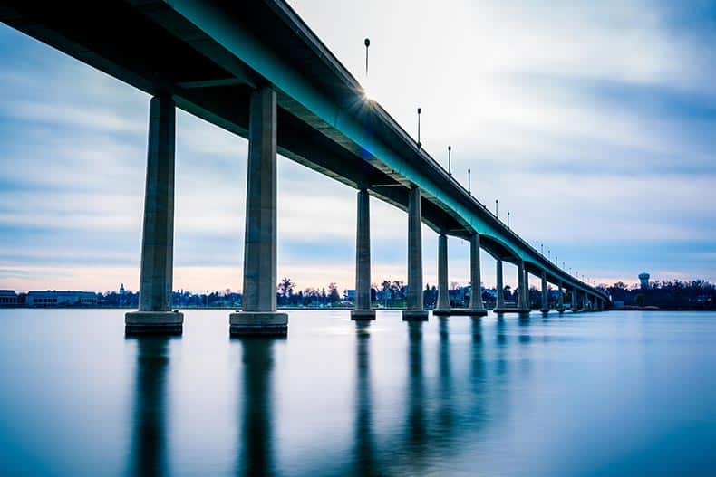 The Naval Academy Bridge over the Severn River in Annapolis, Maryland.