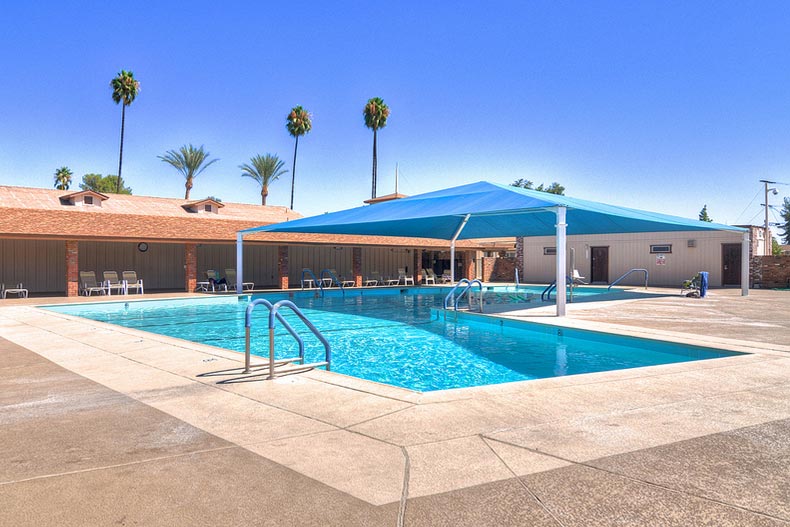 The outdoor pool at Sun City in Menifee, California.