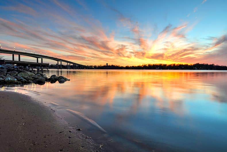 A sunset over the Severn River in Maryland.