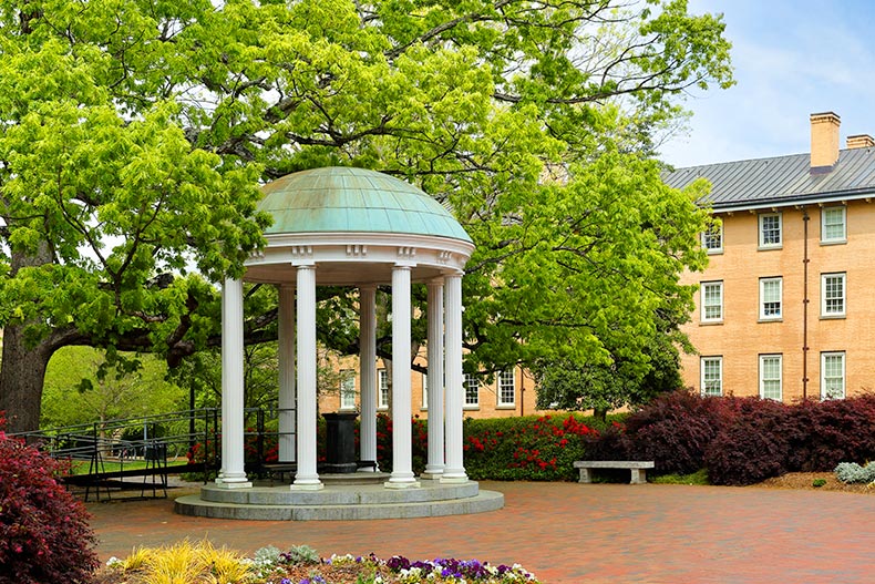 Old Well on the University of North Carolina at Chapel Hill campus at the southern end of McCorkle Place, Durham NC.