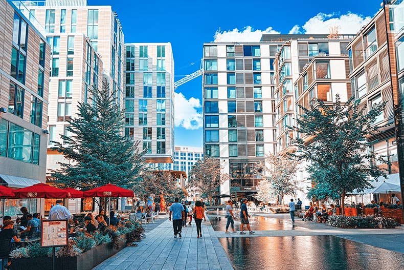 The downtown district of Washington, DC on a sunny day.