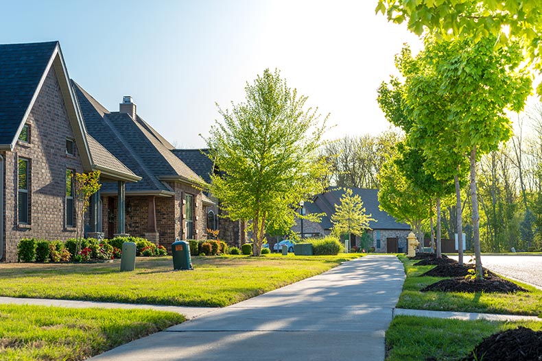 A modern residential neighborhood street.
