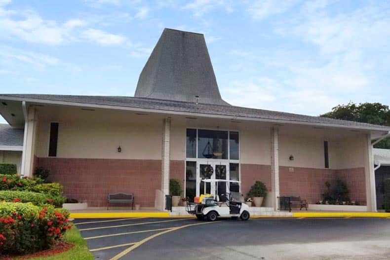 Exterior view of the entrance to Lake Clarke Gardens in Lake Worth, Florida.