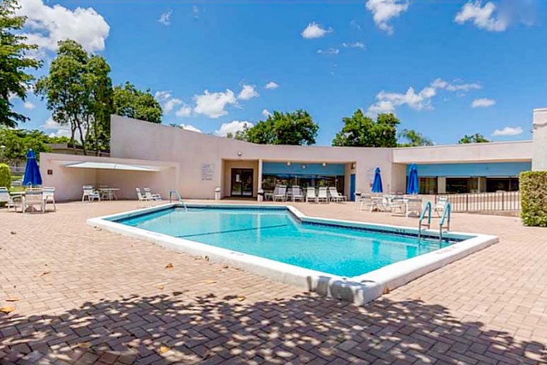 The outdoor pool at Lime Bay in Tamarac, Florida.