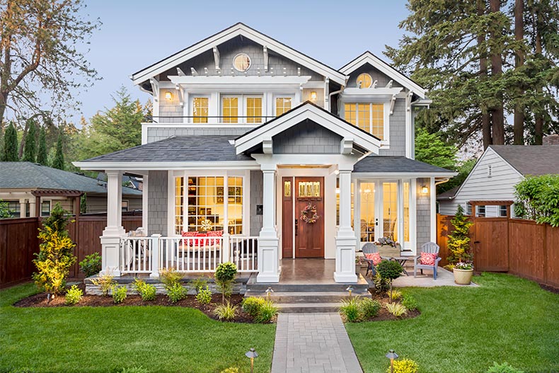 Exterior view of a modern house with curb appeal.