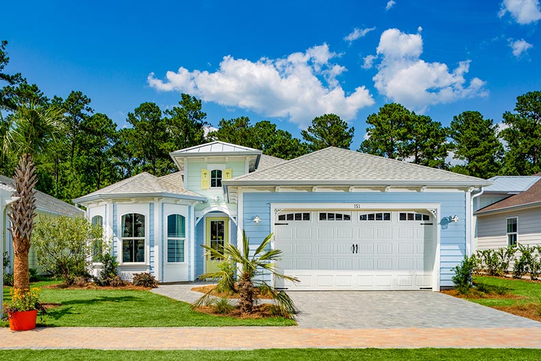 Exterior view of a model home at Latitude Margaritaville in Hilton Head, South Carolina.