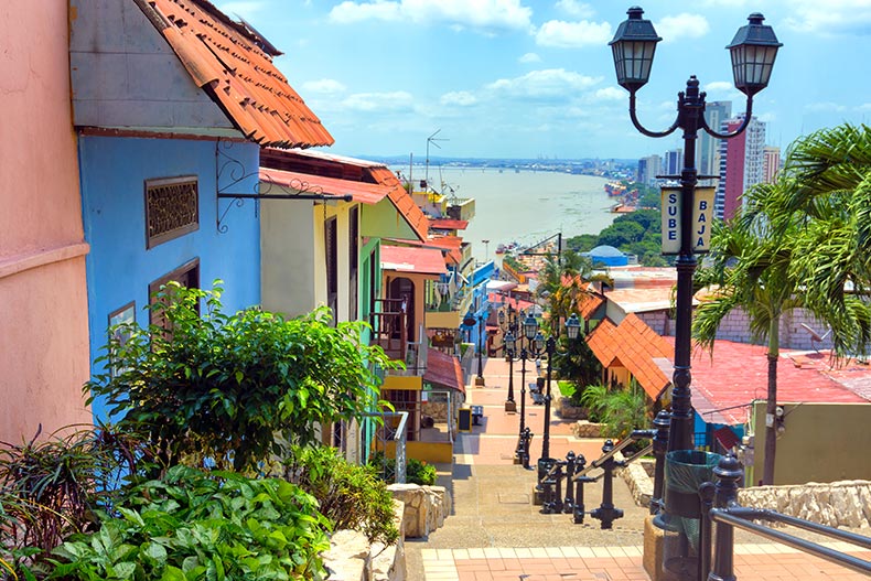 View of the Las Penas neighborhood on Santa Ana Hill in Guayaquil, Ecuador.