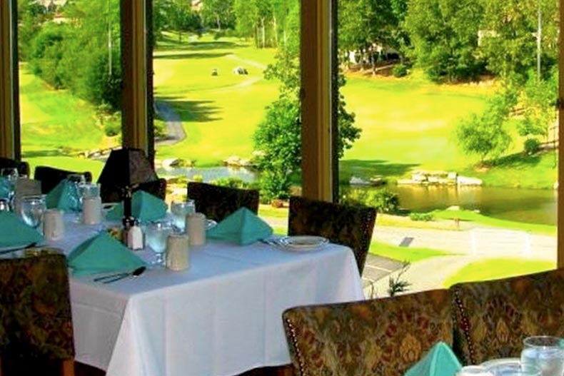 Interior view of the restaurant and lounge at Cummings Cove in Hendersonville, North Carolina.