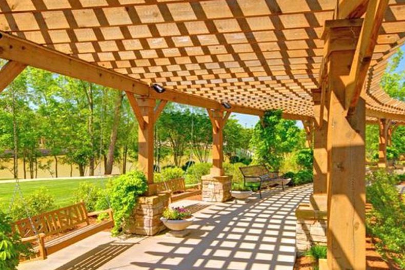 A garden pathway on the grounds of Del Webb Lake Providence in Mt. Juliet, Tennessee.