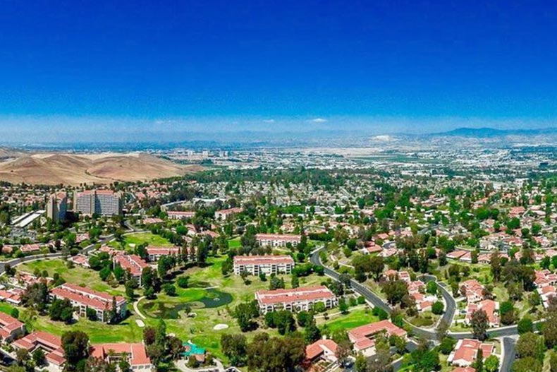 Aerial view of Laguna Woods Village in Laguna Woods, California.