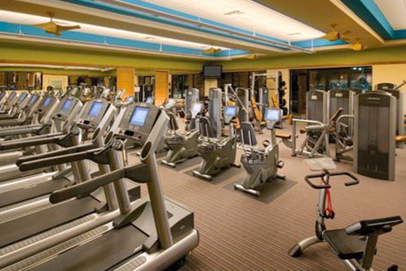 The fitness center at PebbleCreek in Goodyear, Arizona.