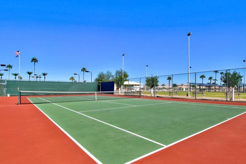 A tennis court at Sun City in Sun City, Arizona.