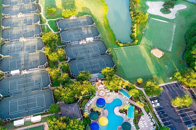 Aerial view of Sun City Hilton Head in Bluffton, South Carolina.