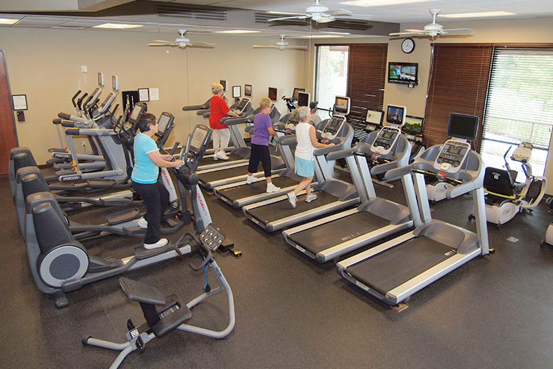 The fitness center at Sun City Texas in Georgetown, Texas.