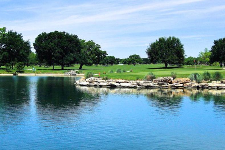 A pond on the grounds of Sun City Texas in Georgetown, Texas.