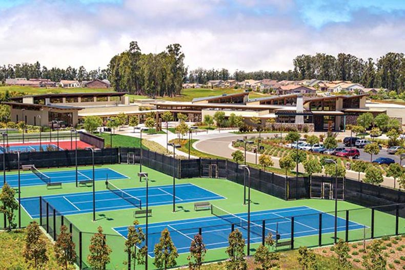 Aerial view of the amenities at Trilogy at Monarch Dunes in Nipomo, California.