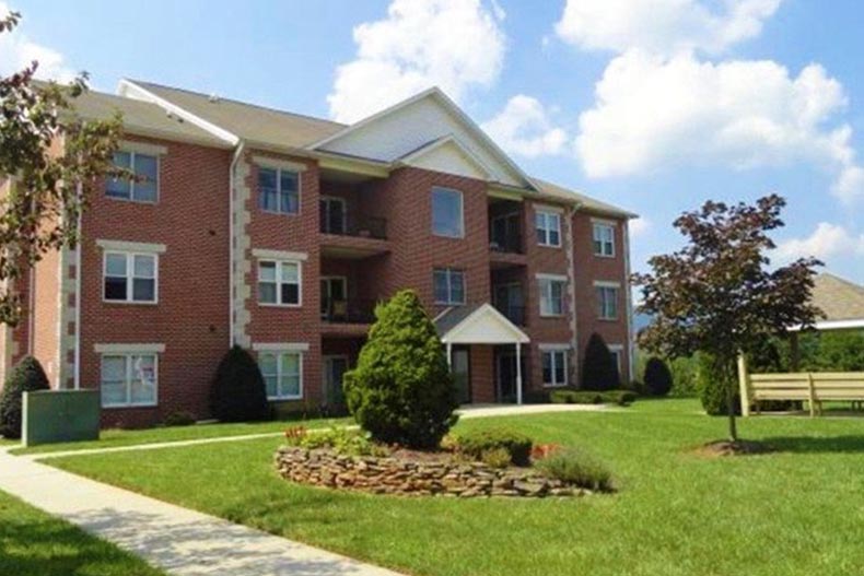 Exterior view of a condo building on the grounds of Albert Courts in Thurmont, Maryland.